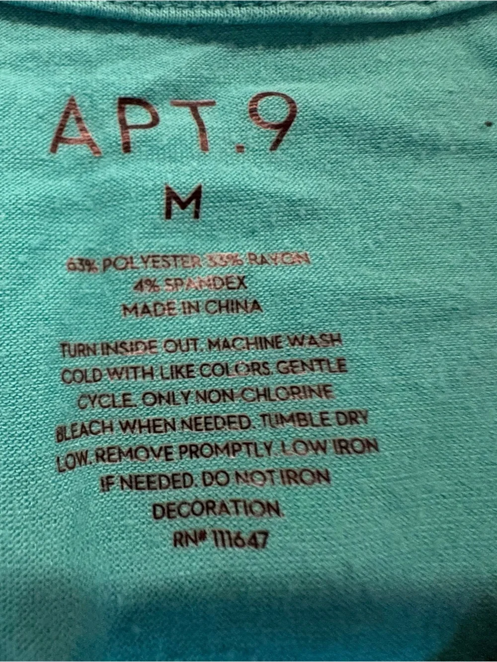 Apt. 9 Teal V-Neck Graphic Tee with Black Script